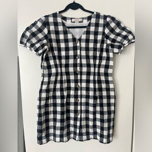 Ann Taylor LOFT Plaid Dress in Black and White